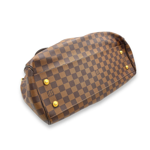 Trevi Top Handle Bag GM Damier Ebene in Coated Canvas, Gold hardware