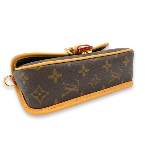 Diane Top Handle Bag Nano Brown in Monogram Coated Canvas, Gold hardware