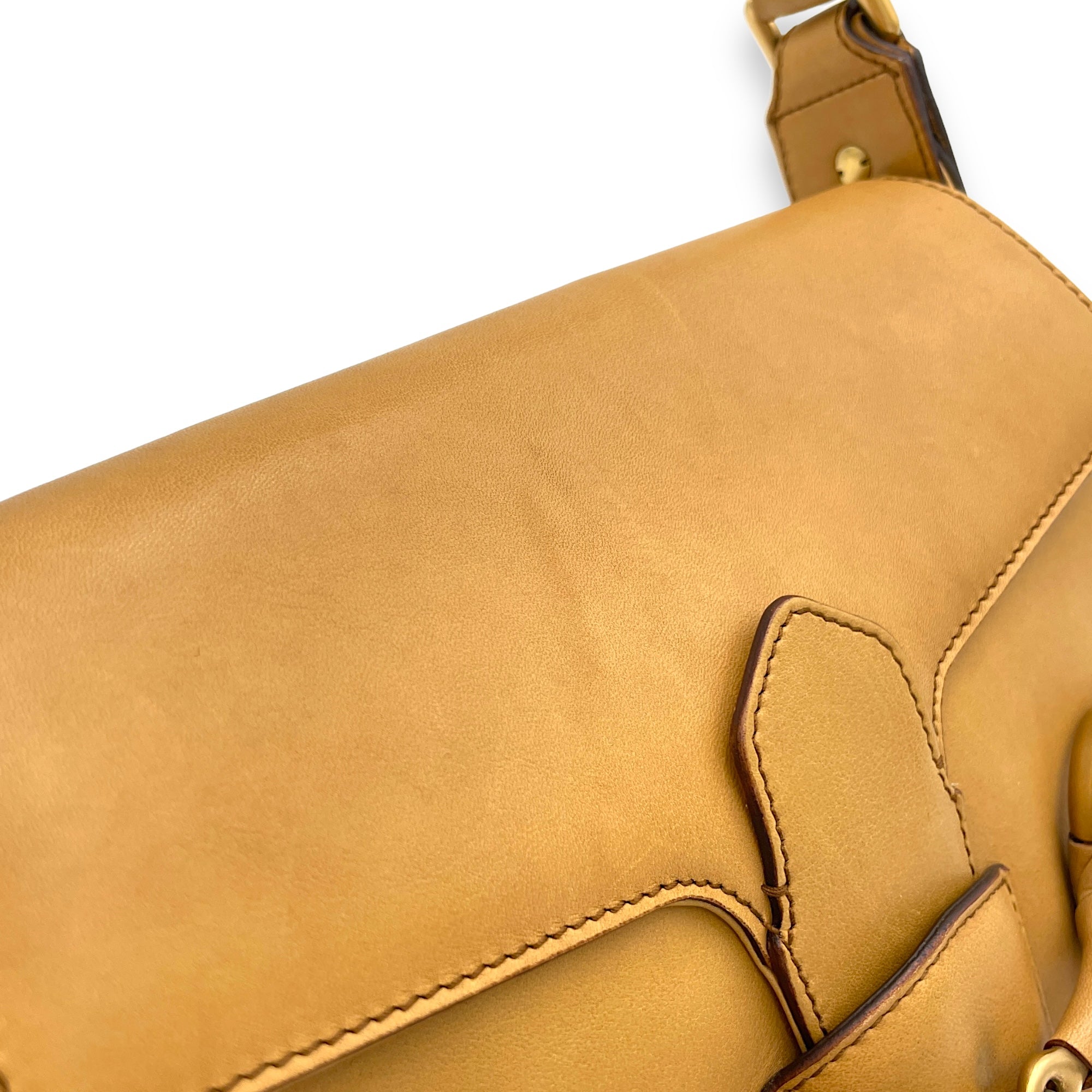 Horsebit Brown Shoulder Bag in Calfskin, Gold hardware