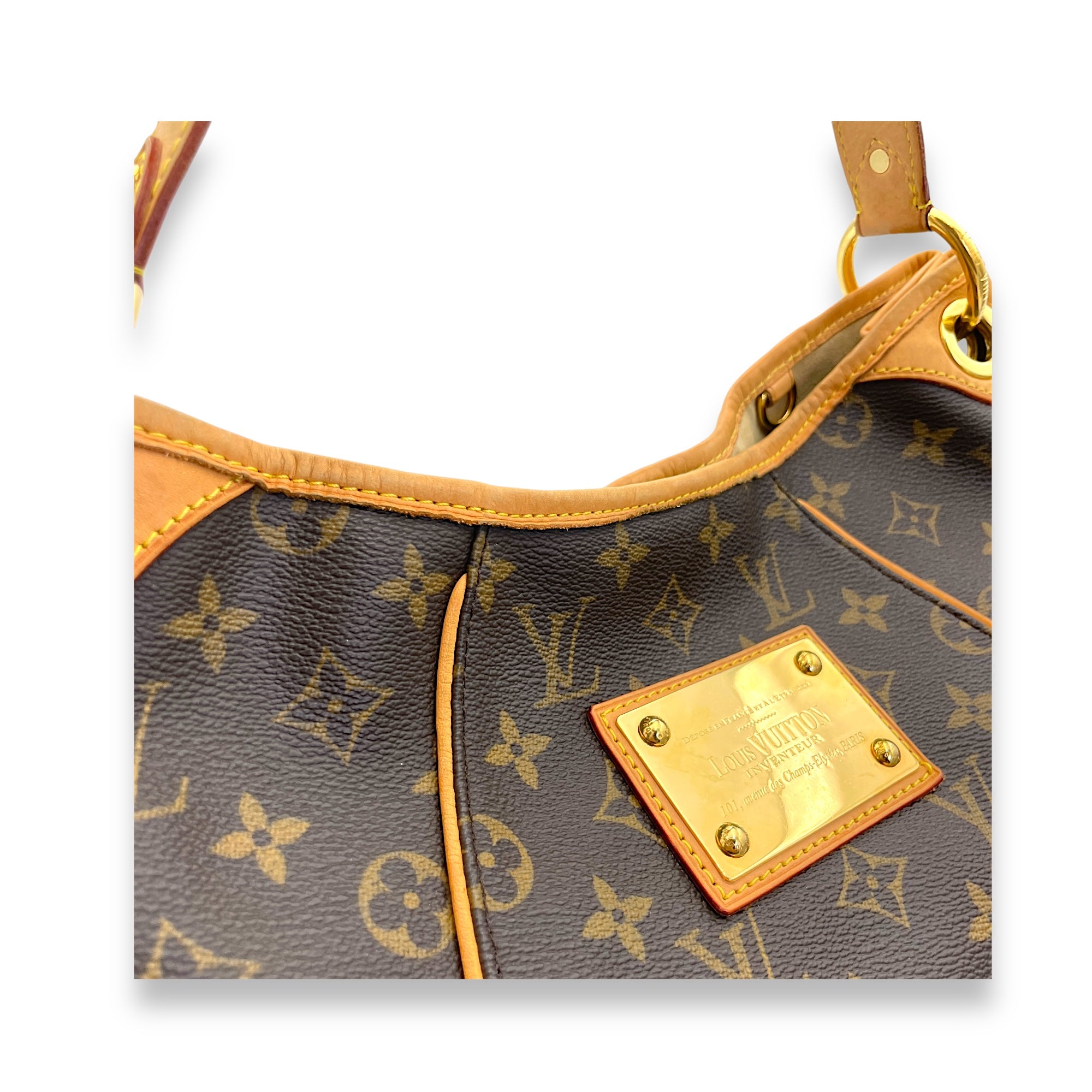 Galleria Shoulder Bag Brown in Monogram Coated Canvas, Gold hardware