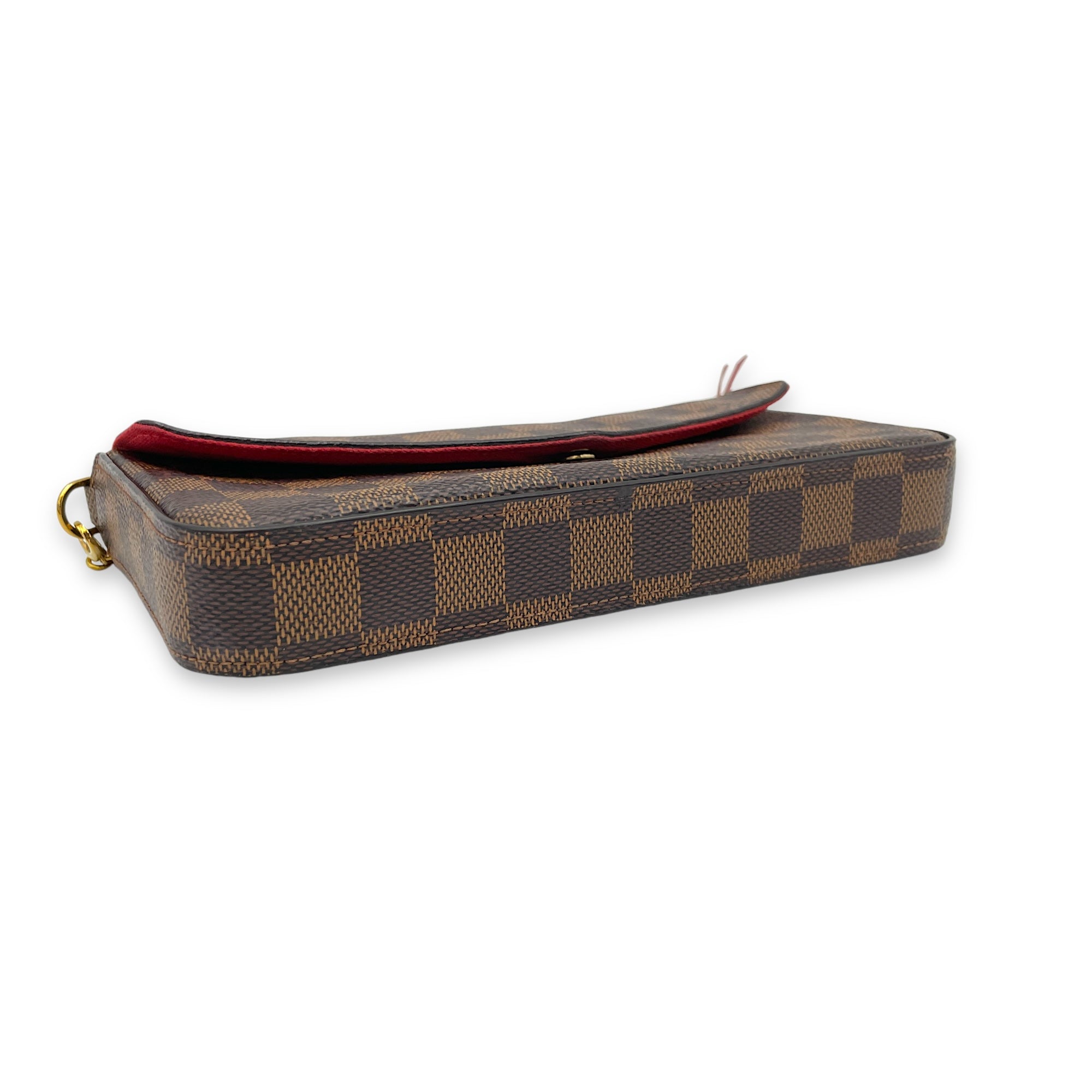 Felicie Wallet On Chain Brown in Coated Canvas, Gold hardware