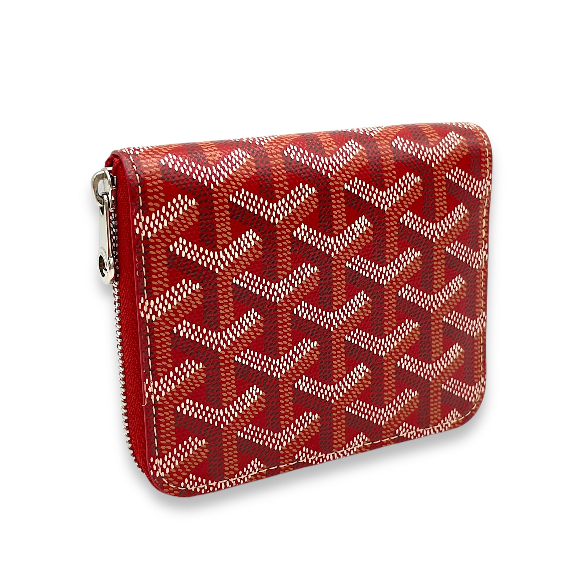 Matignon Wallet Red in Coated Canvas, Silver hardware