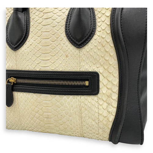 Luggage Mini Top handle bag in Python leather, Gold Hardware