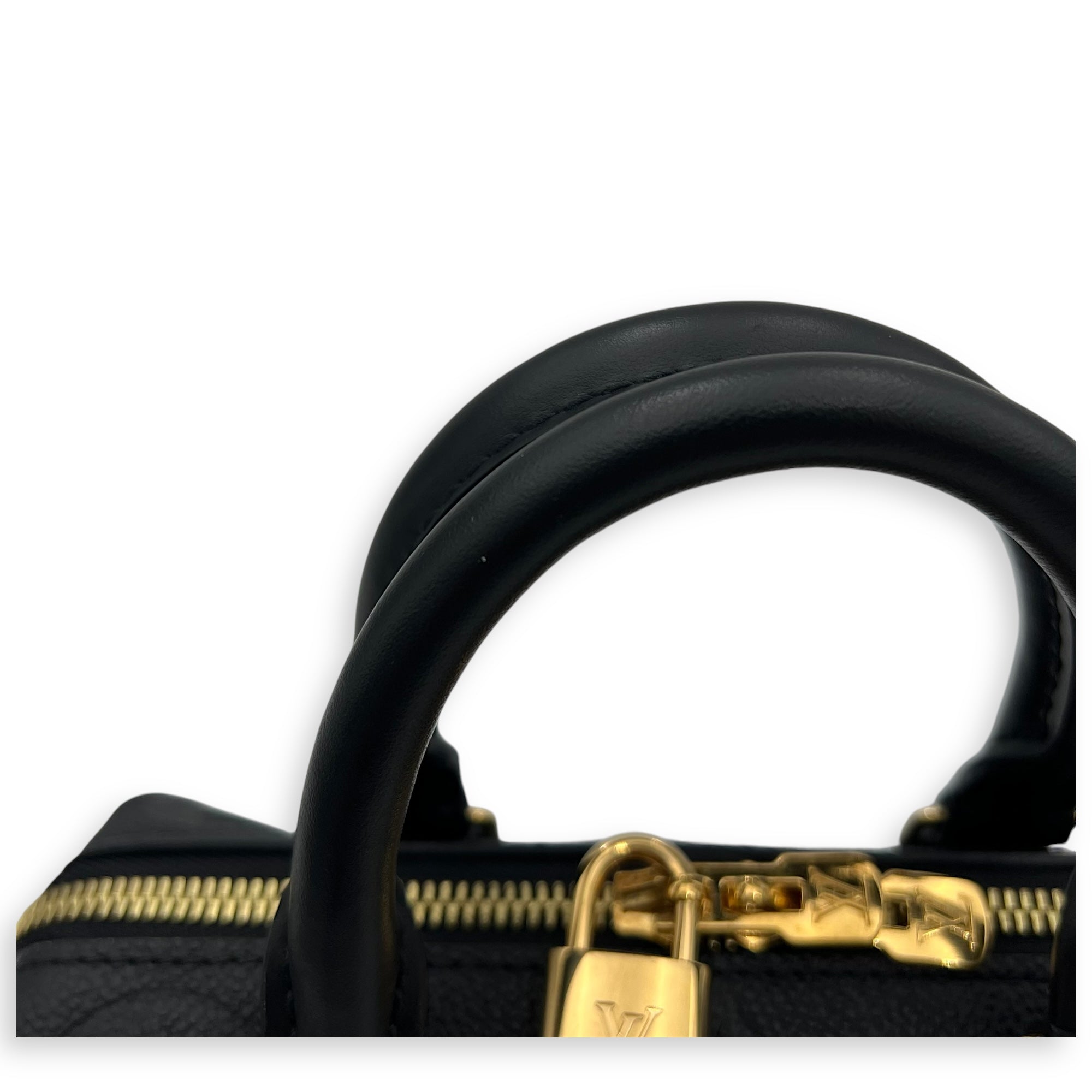 Speedy Bandouliere Top Handle Bag 20 Black in Empreinte Leather, Gold hardware