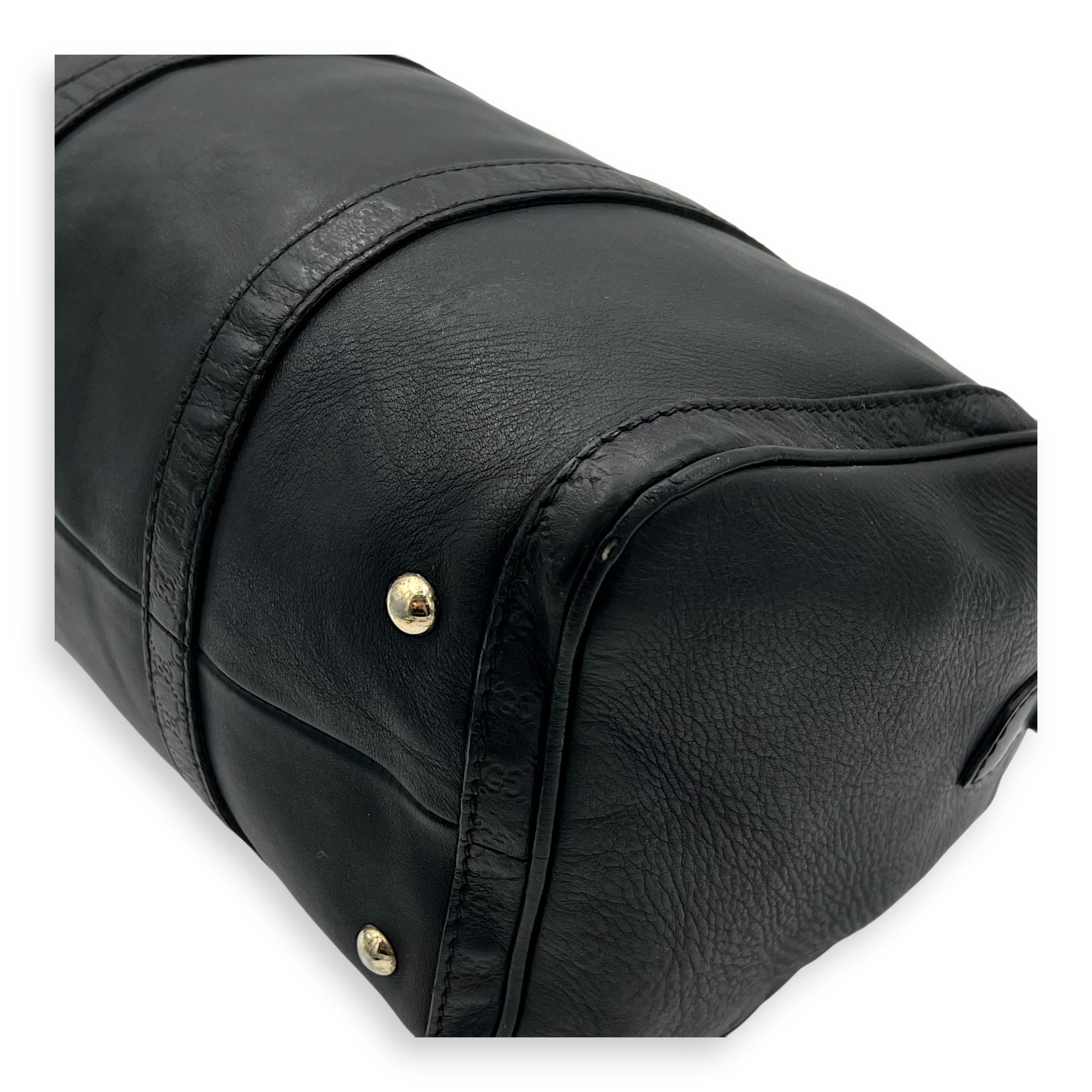 Boston Top Handle Bag Black in Calfskin, Light Gold hardware