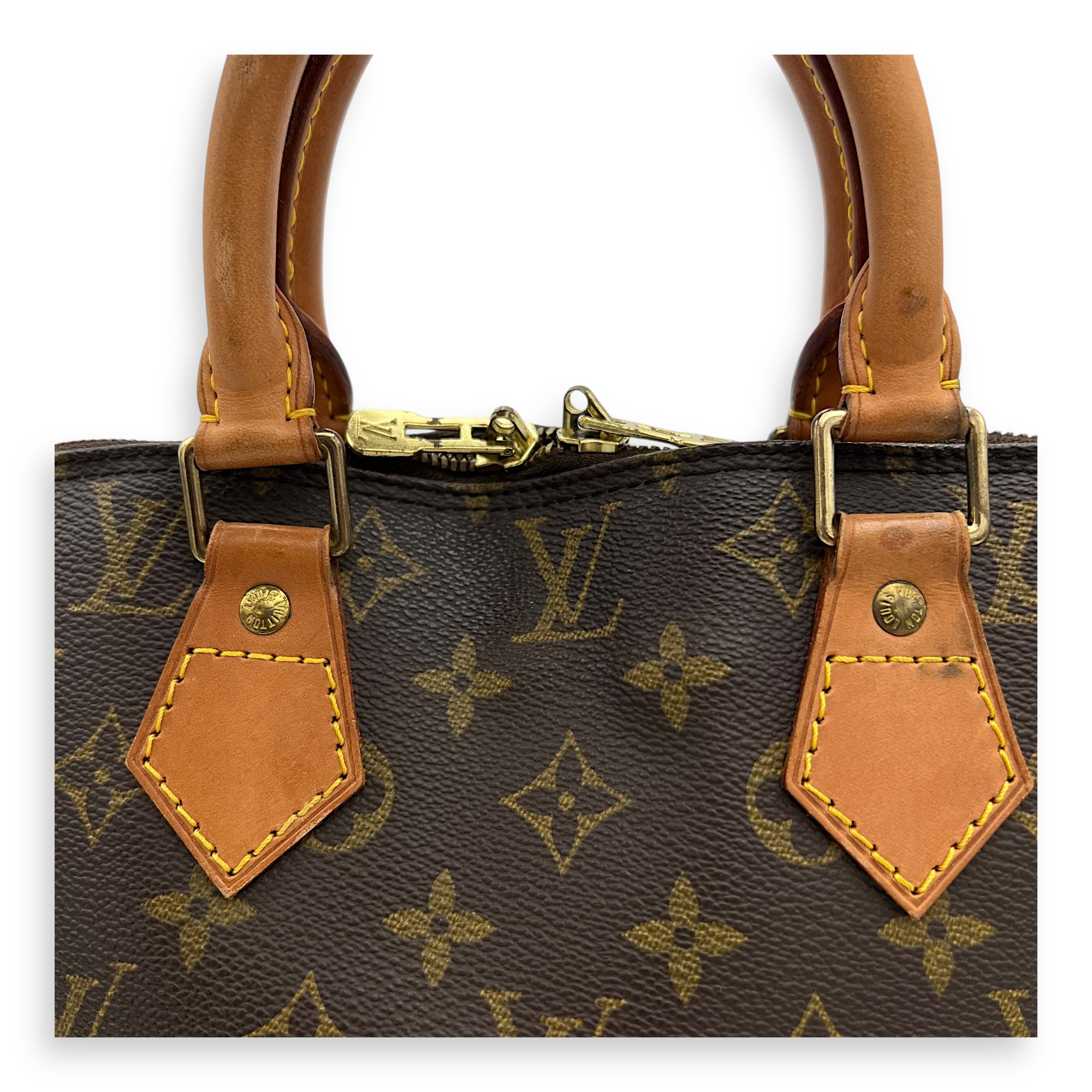 Louis Vuitton Alma Top Handle Bag PM Brown in Monogram Coated Canvas, Gold hardware_9