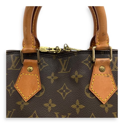 Louis Vuitton Alma Top Handle Bag PM Brown in Monogram Coated Canvas, Gold hardware_9