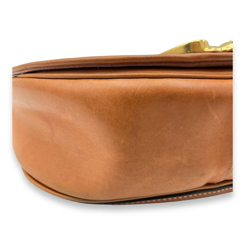 Celine Camarat Crossbody Bag Brown in Calfskin, Gold hardware_7