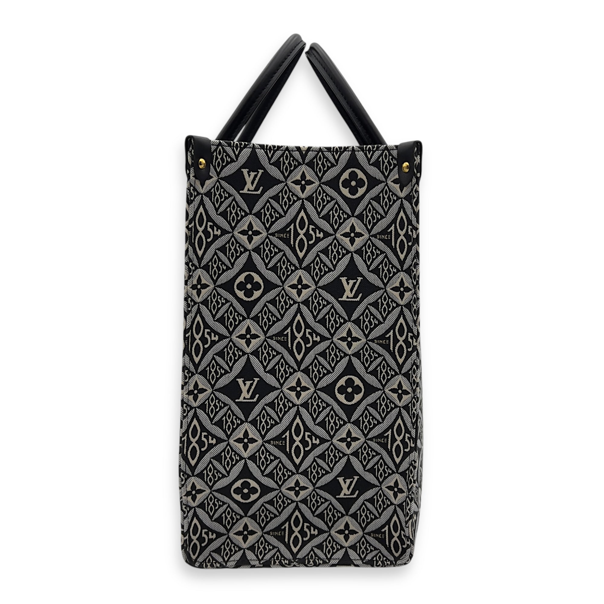 Louis Vuitton OnTheGo Tote Bag Black in Canvas, Gold hardware_4