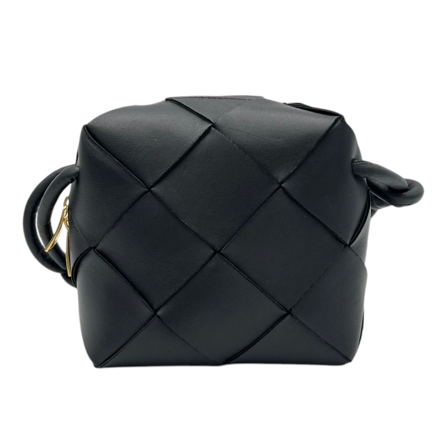 Bottega Veneta Cassette Crossbody Bag Black in Lambskin, Gold hardware_2