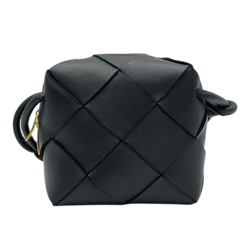 Bottega Veneta Cassette Crossbody Bag Black in Lambskin, Gold hardware_2
