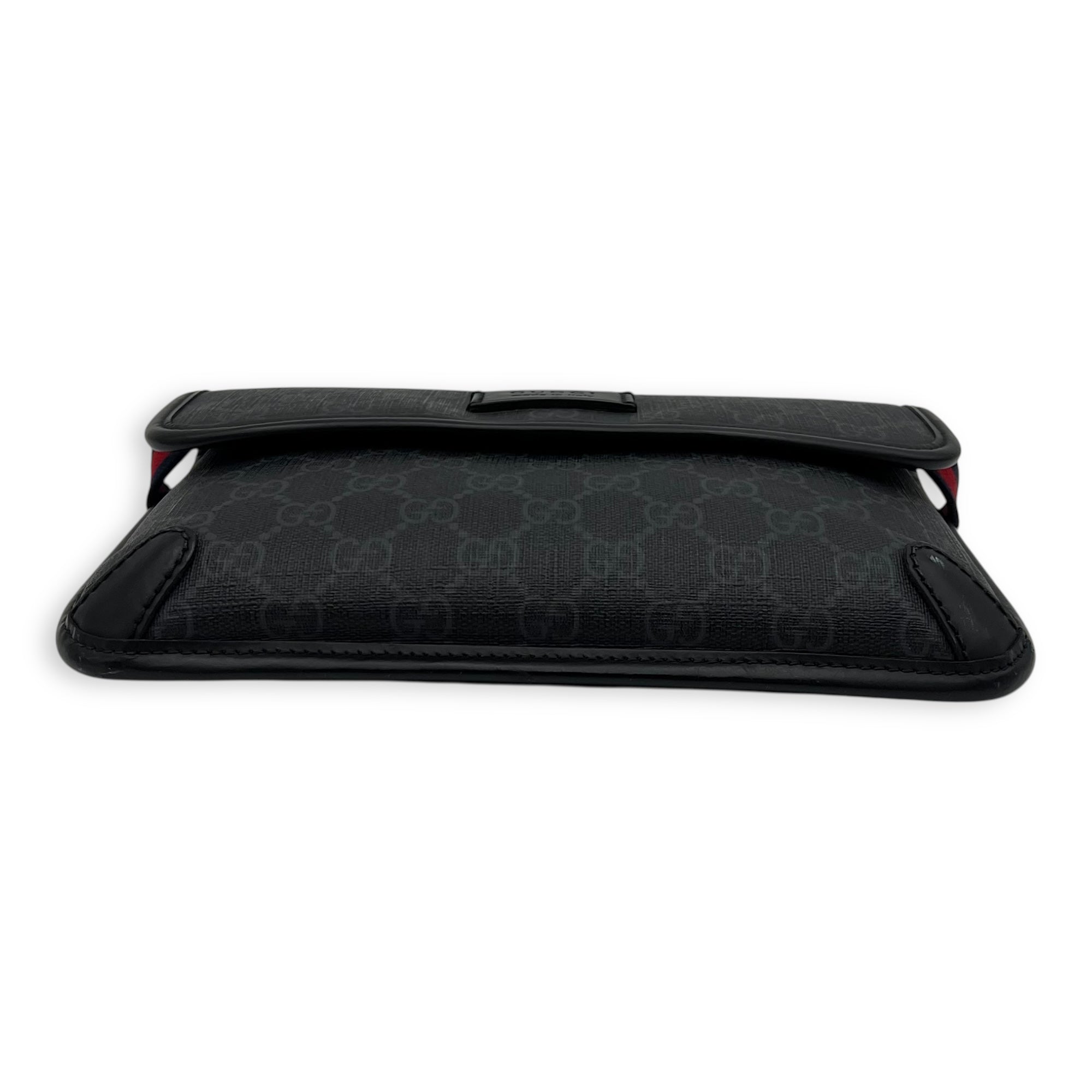 Gucci GG Supreme Belt Bag Black in Monogram Coated Canvas, Silver hardware_5