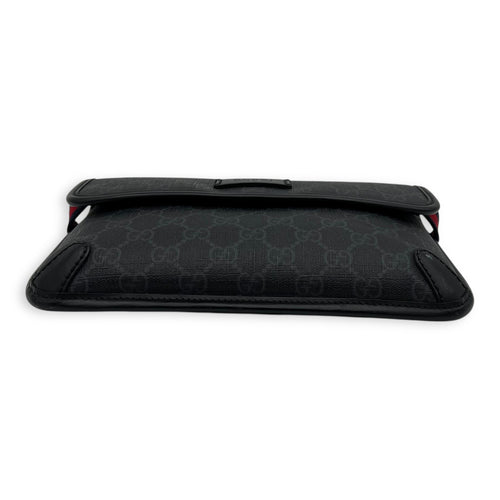 Gucci GG Supreme Belt Bag Black in Monogram Coated Canvas, Silver hardware_5