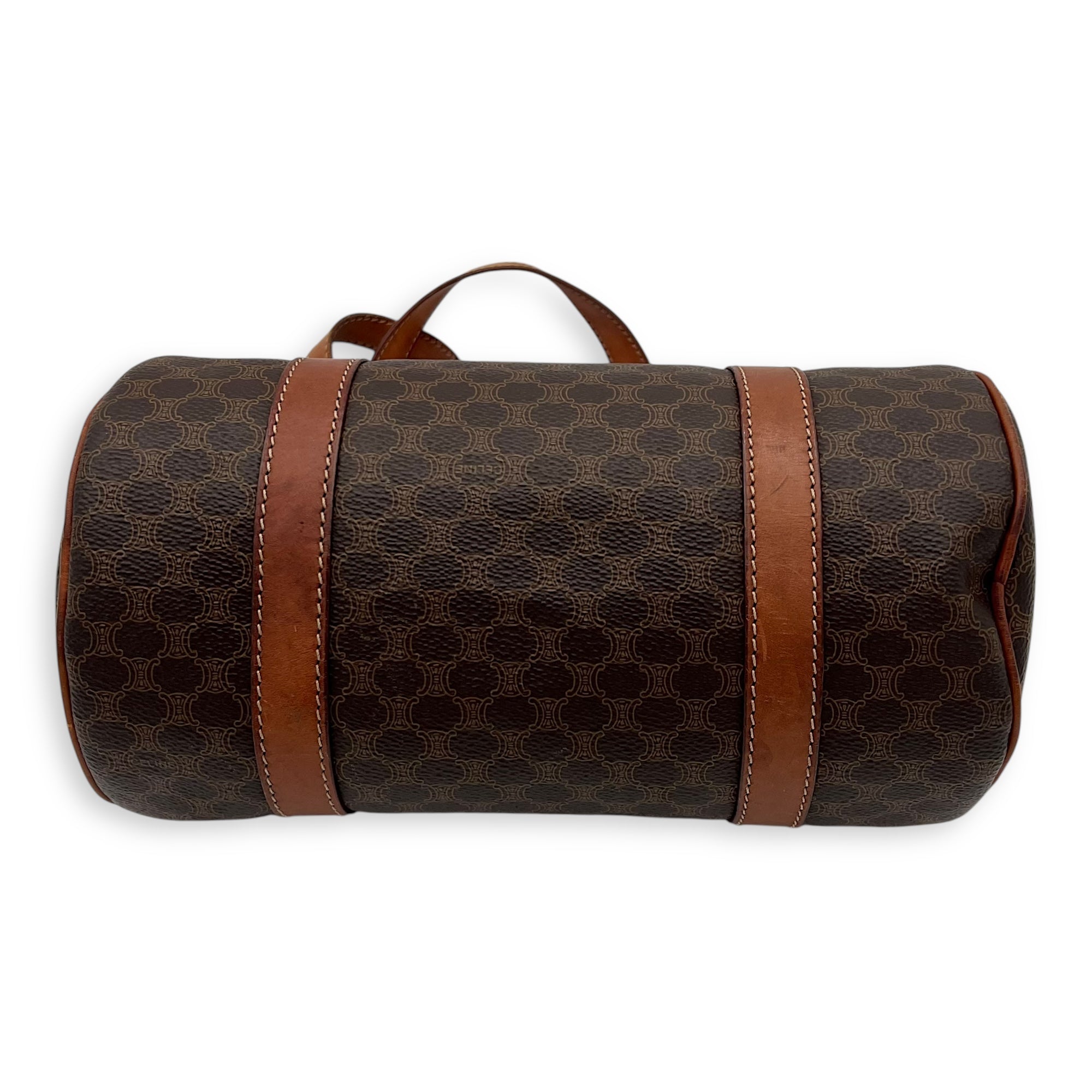 Celine Macadam Shoulder Bag Brown in Coated Canvas, Gold hardware_7