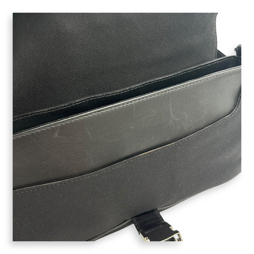 Salvatore Ferragamo Logo Shoulder Bag Black in Nylon, Silver hardware_7