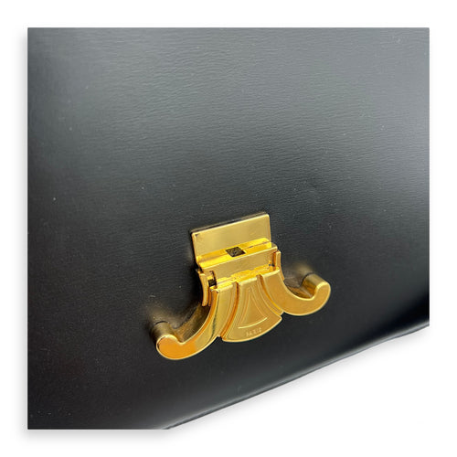 Celine Triomphe Medium Black Shoulder Bag in Calfskin, Gold hardware_8