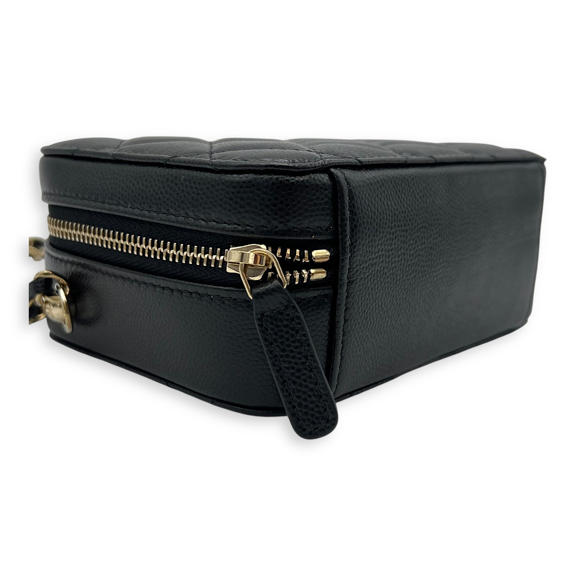 Chanel Vanity Crossbody Bag Black in Caviar Leather, Gold hardware_8