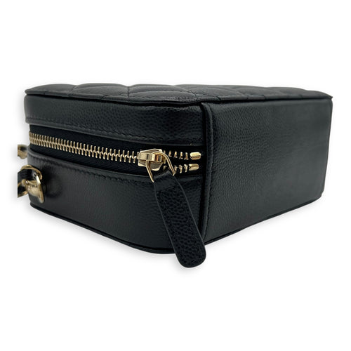 Chanel Vanity Crossbody Bag Black in Caviar Leather, Gold hardware_8