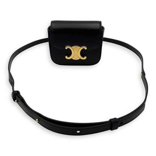 Celine Claude Crossbody Bag Black in Calfskin, Gold hardware_10
