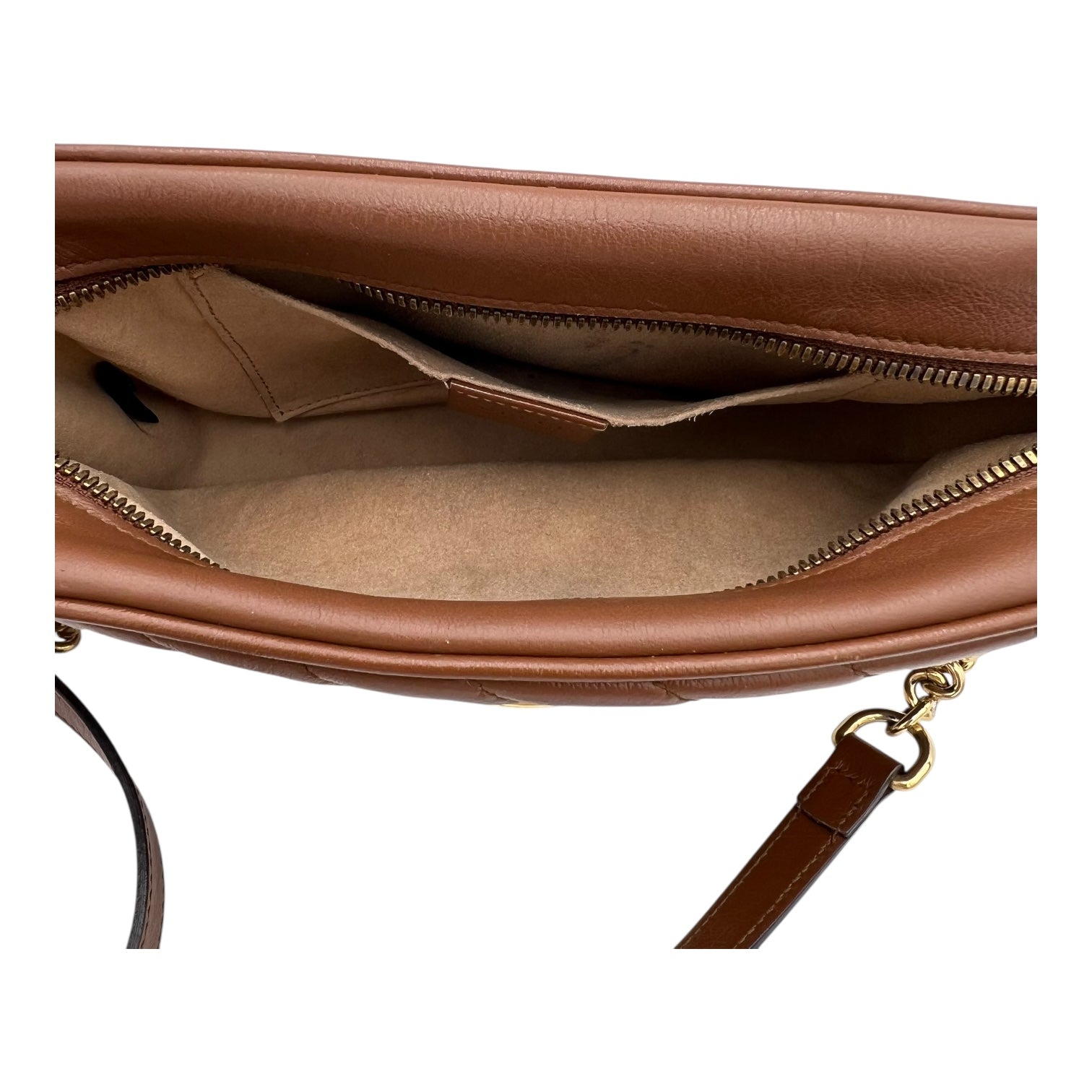 Gucci GG Marmont Shoulder Bag Gold in Calfskin, Gold hardware_6