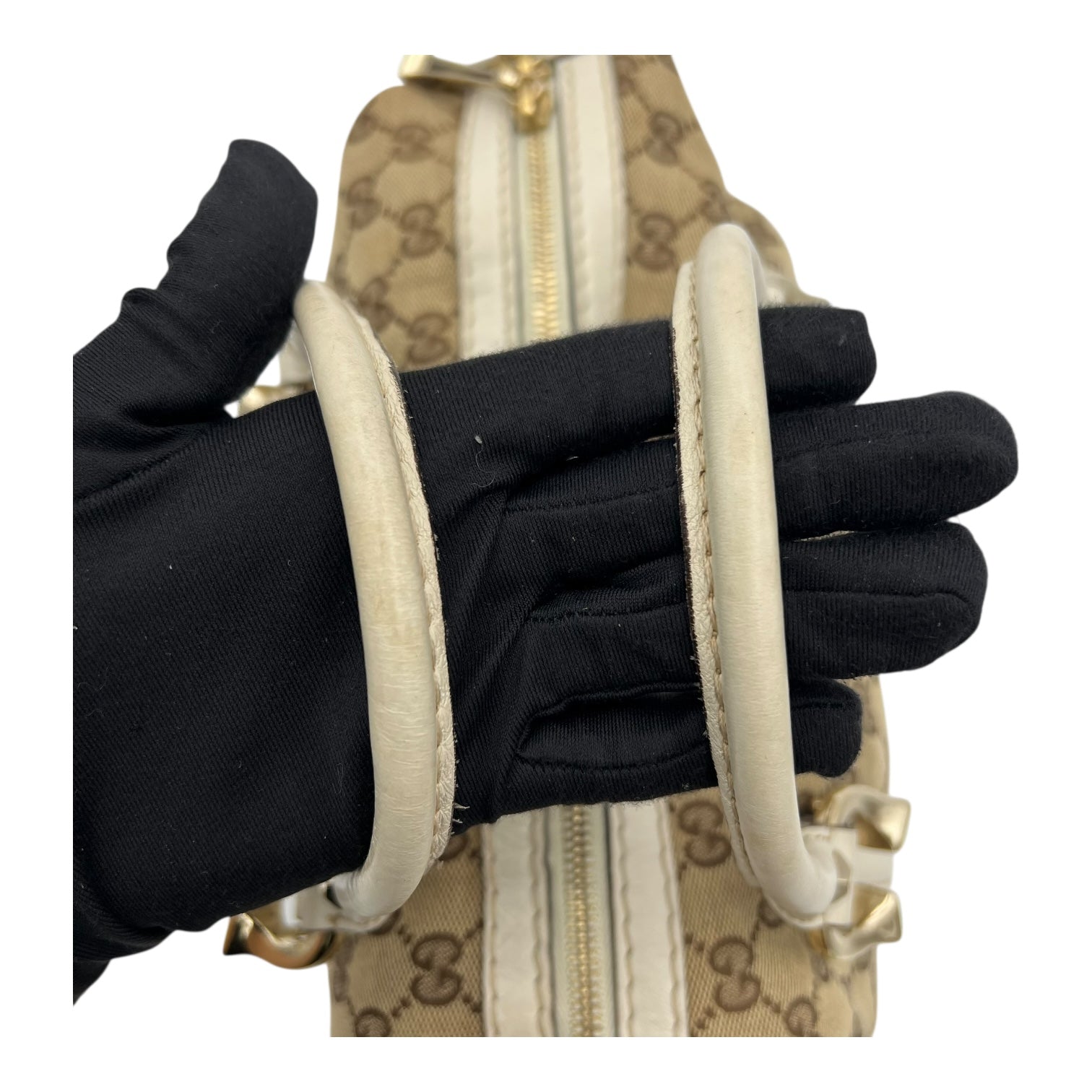 Gucci Boston Top Handle Bag Brown in Canvas, Gold hardware_7