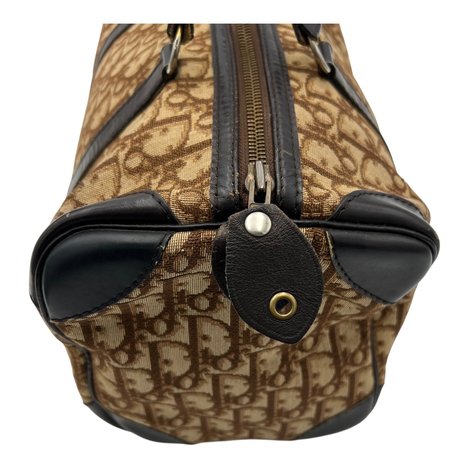 Christian Dior Trotteur Top Handle Bag Brown in Coated Canvas, Silver hardware_7