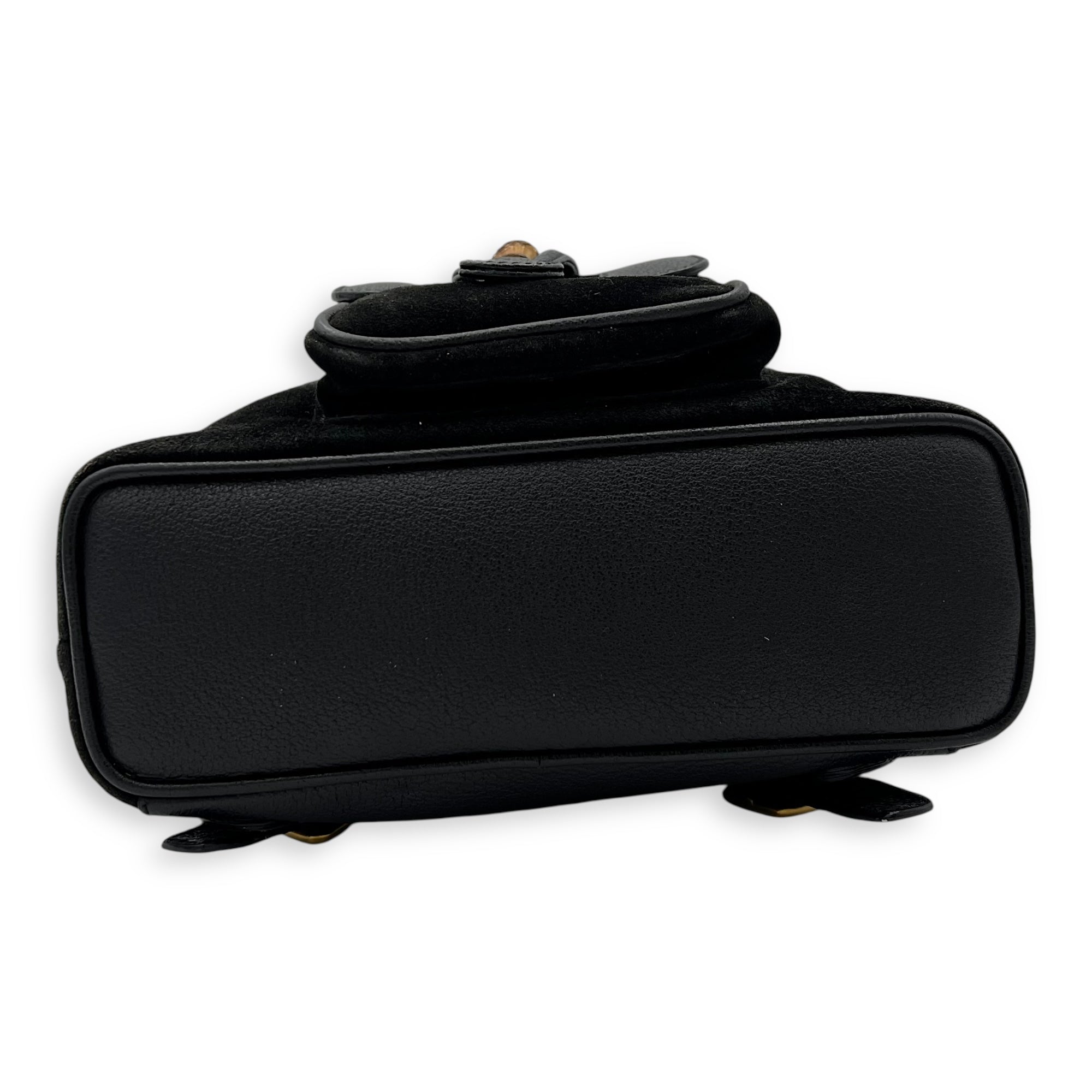 Gucci Bamboo Backpack Black in Suede Leather, Gold hardware_5