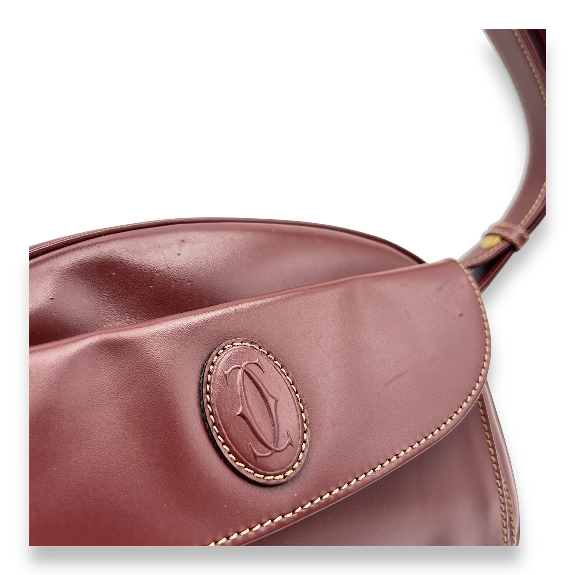 Cartier Must de Shoulder Bag Red in Calfskin, Gold hardware_7