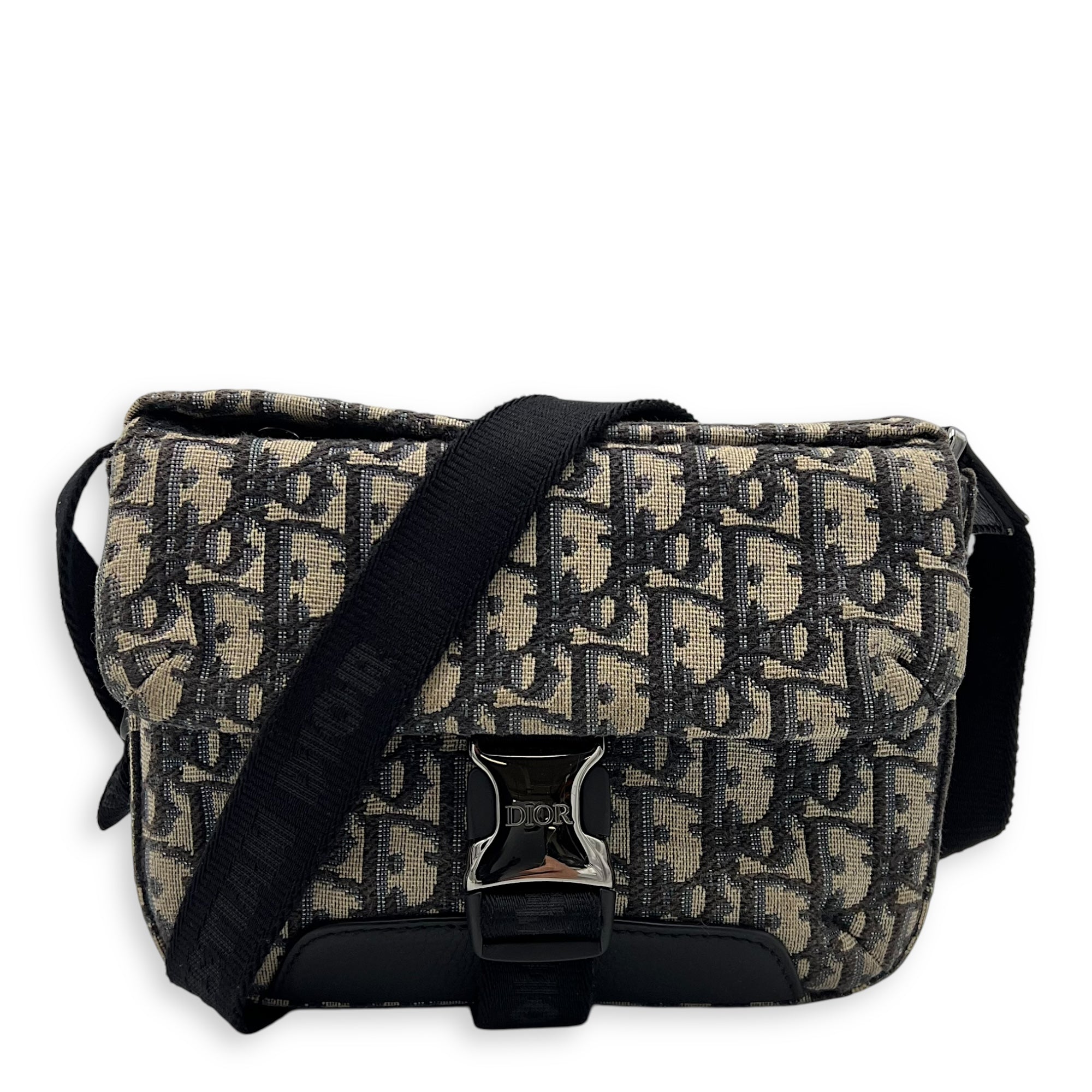 Christian Dior Oblique Blue Crossbody Bag in Jacquard, Silver hardware_1