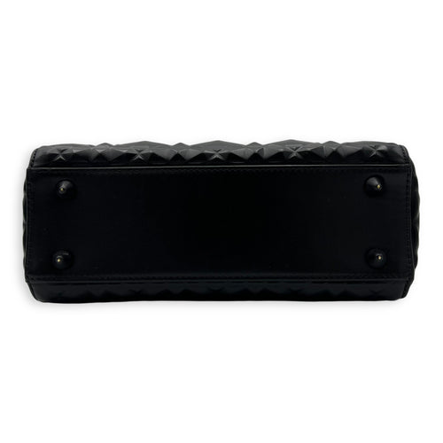 Christian Dior Lady Dior Medium Black Top Handle Bag in Calfskin, Ultramatte hardware_5