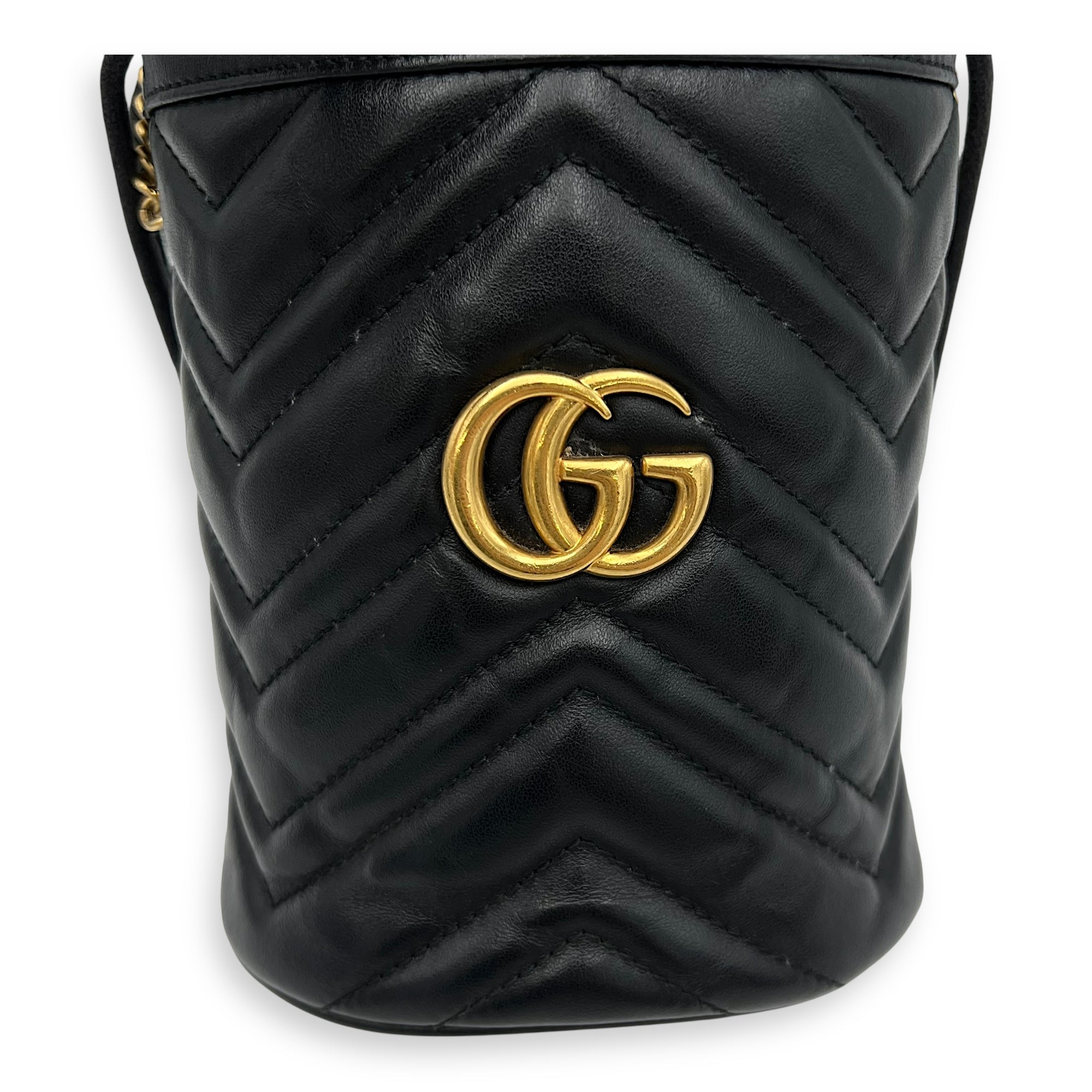 Gucci GG Bucket Bag Black in Calfskin, Gold hardware_7