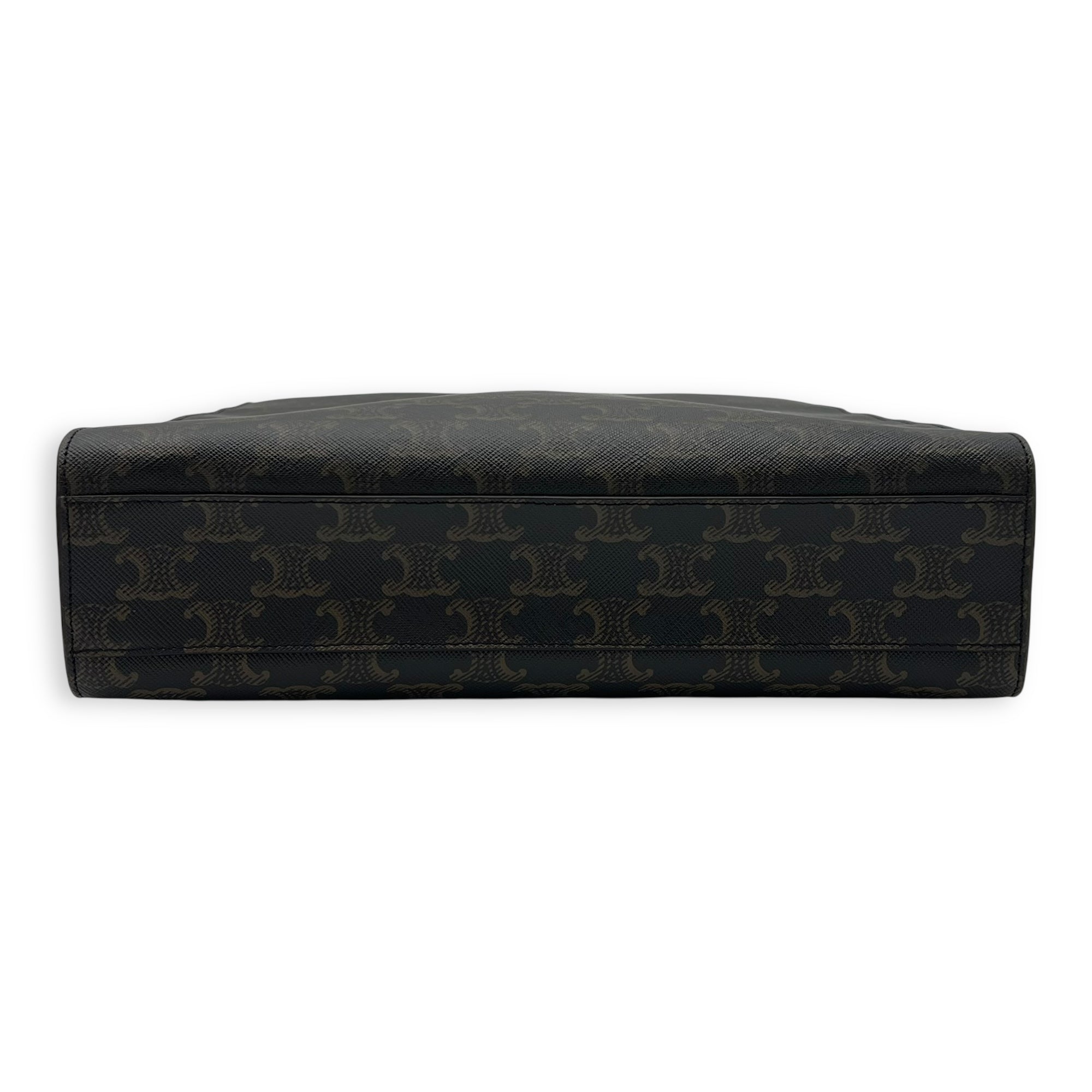 Celine Triomphe Top Handle Bag Brown in Coated Canvas, Gold hardware_5