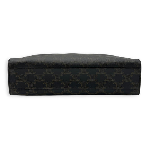Celine Triomphe Top Handle Bag Brown in Coated Canvas, Gold hardware_5