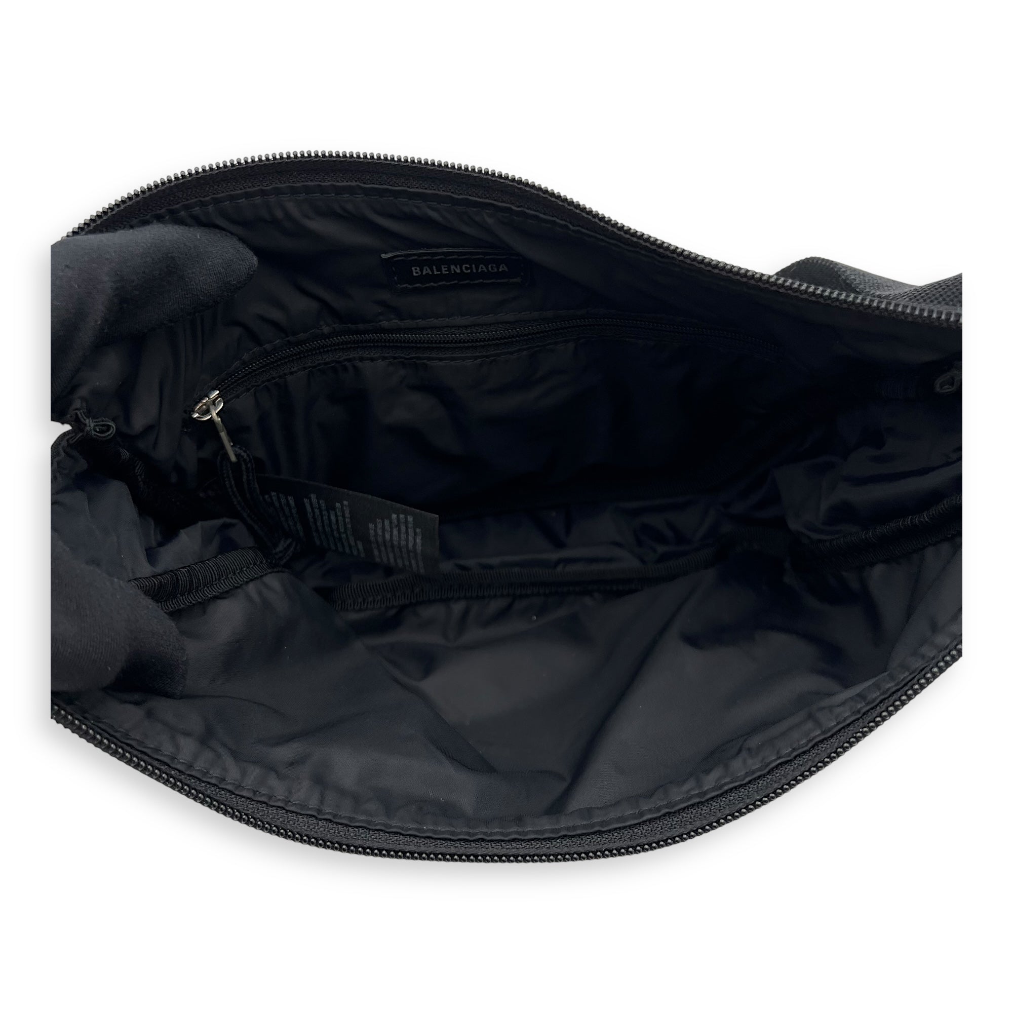 Balenciaga Logo Shoulder Bag Black in Canvas, Silver hardware_6