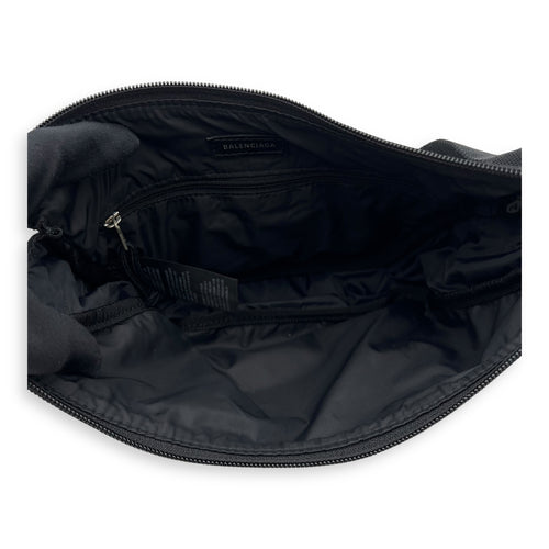 Balenciaga Logo Shoulder Bag Black in Canvas, Silver hardware_6