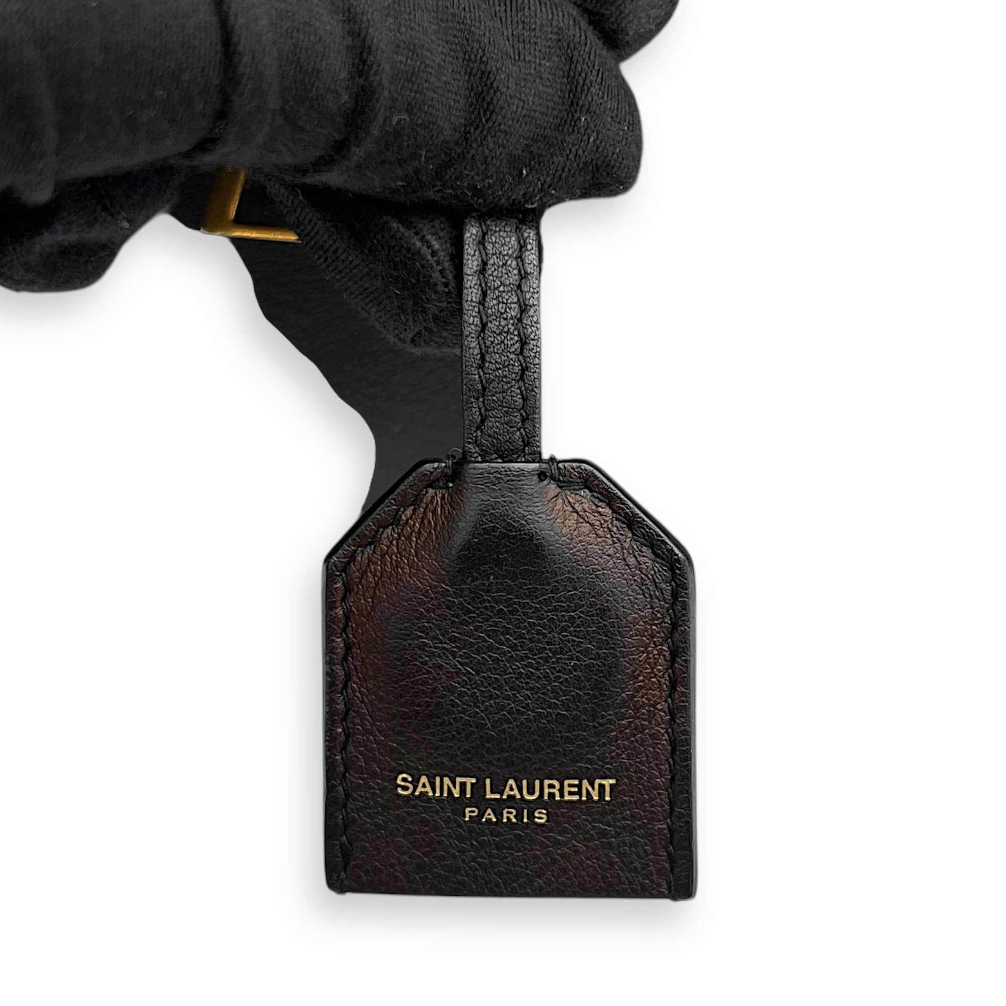 Saint Laurent Downtown Top Handle Bag Black in Calfskin, Gold hardware_14