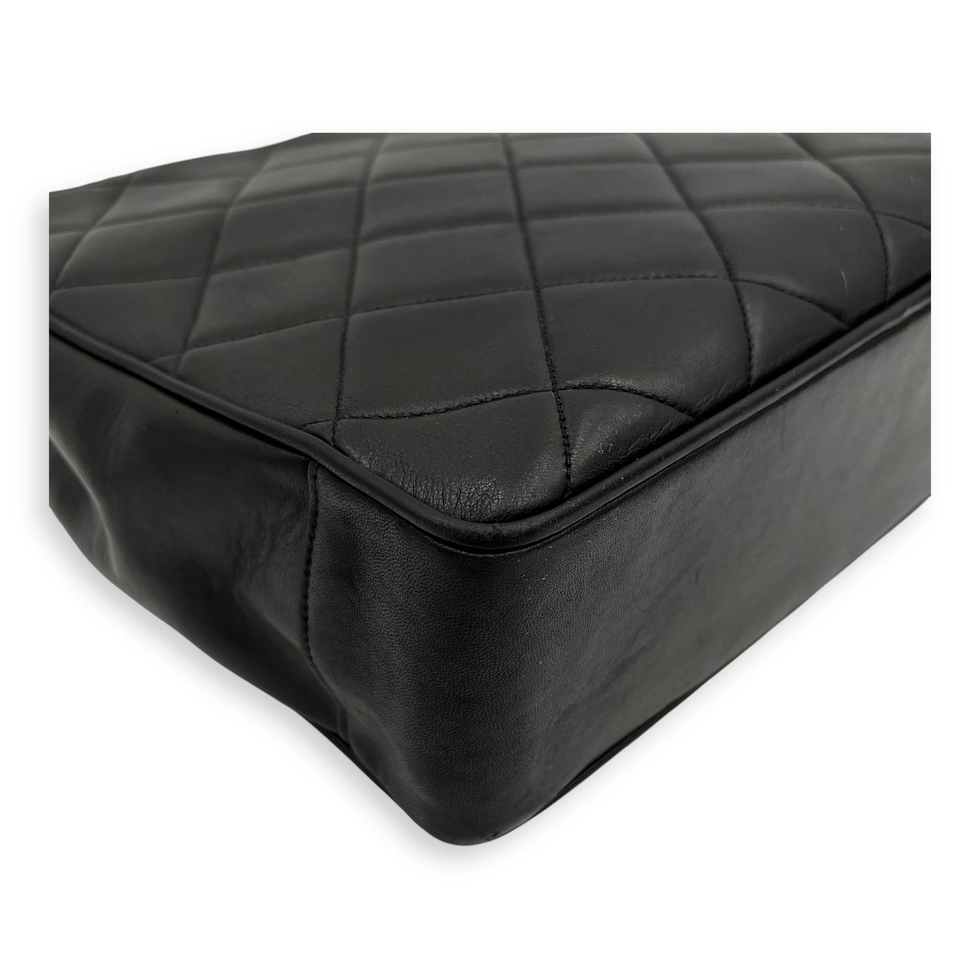 Chanel Vintage Big CC Tote Bag Black in Lambskin, Gold hardware_8