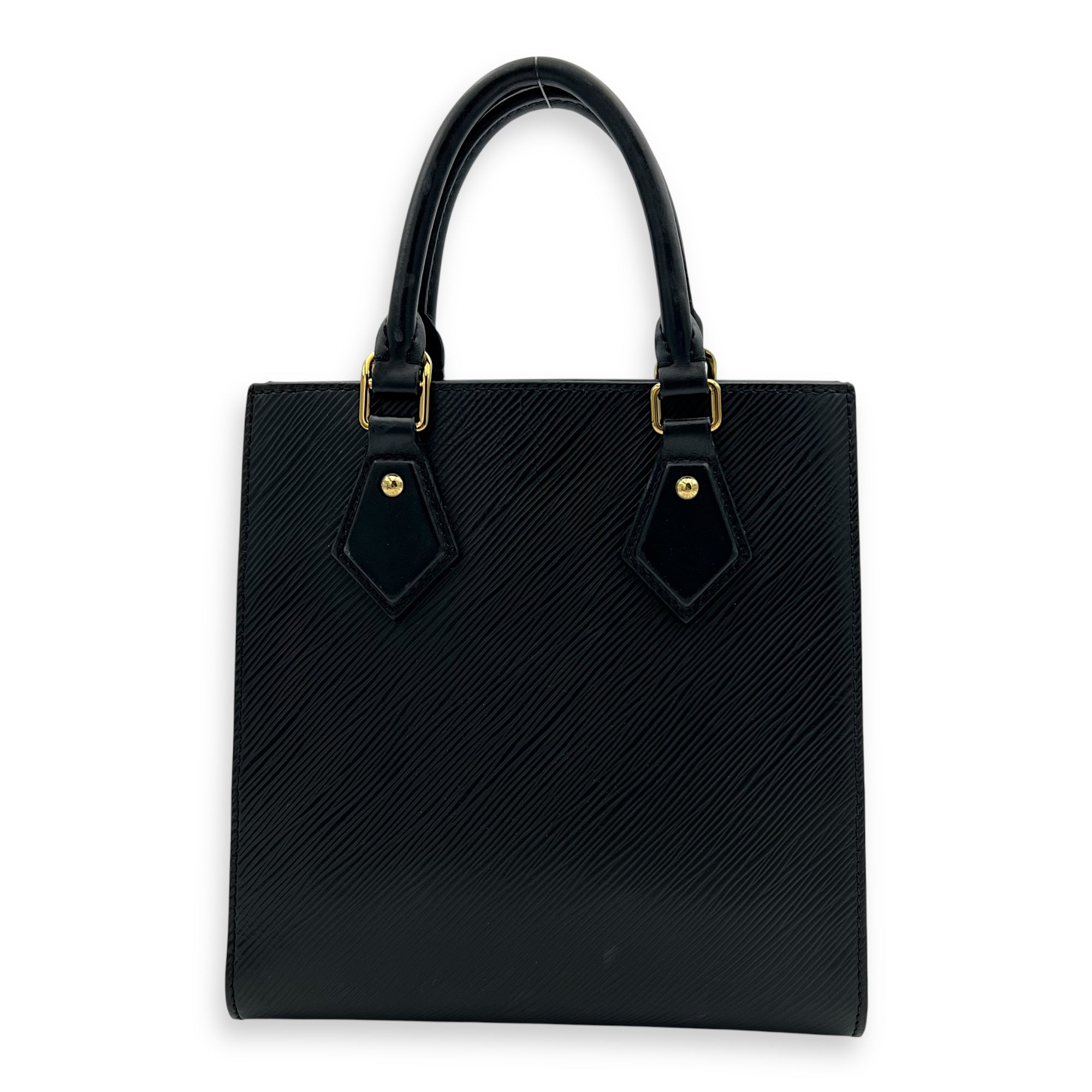 Louis Vuitton Sac Plat Top Handle Bag Black in Epi Leather, Gold hardware_2