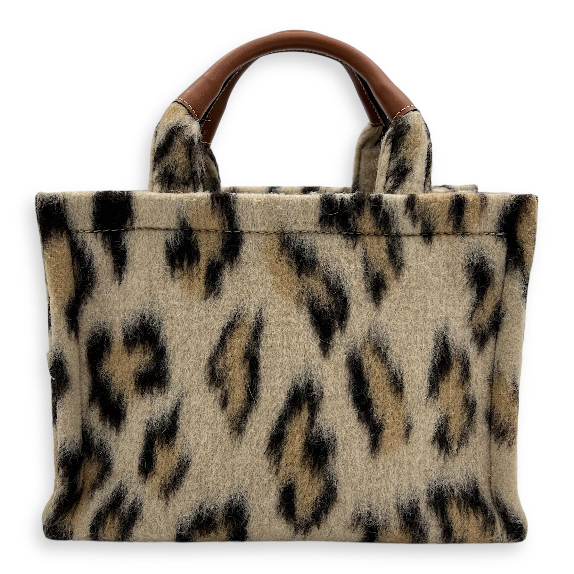 Celine Cabas Small Brown Tote Bag in Wool, Gold hardware_2