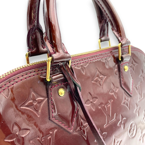 Alma PM Red Top Handle Bag in Patent Leather, Gold hardware