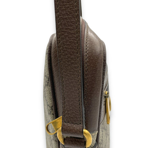 Ophidia Brown Crossbody Bag in Monogram Coated Canvas, Gold hardware