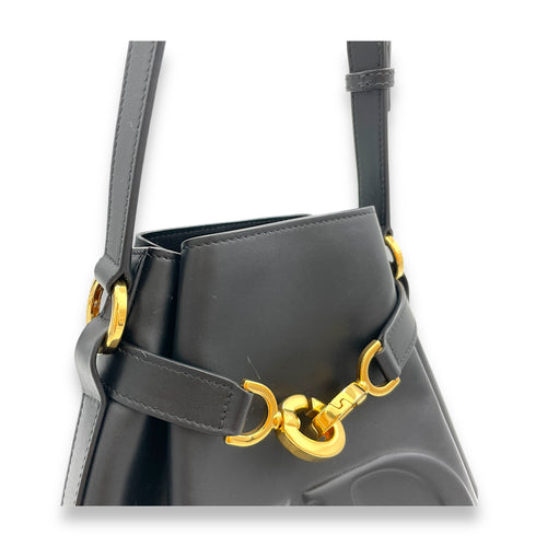 C'est Medium Black Bucket Bag in Calfskin, Gold hardware