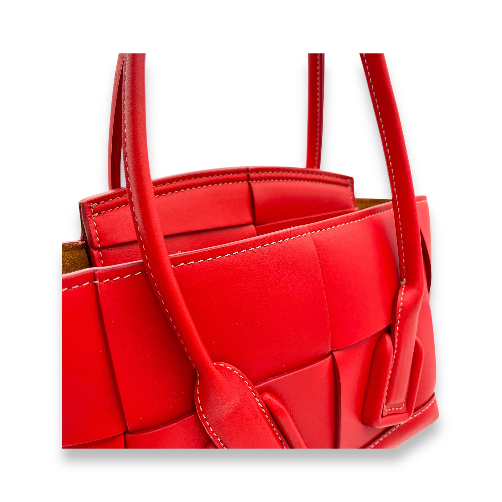 Arco Tote Bag Red in Lambskin, Silver hardware