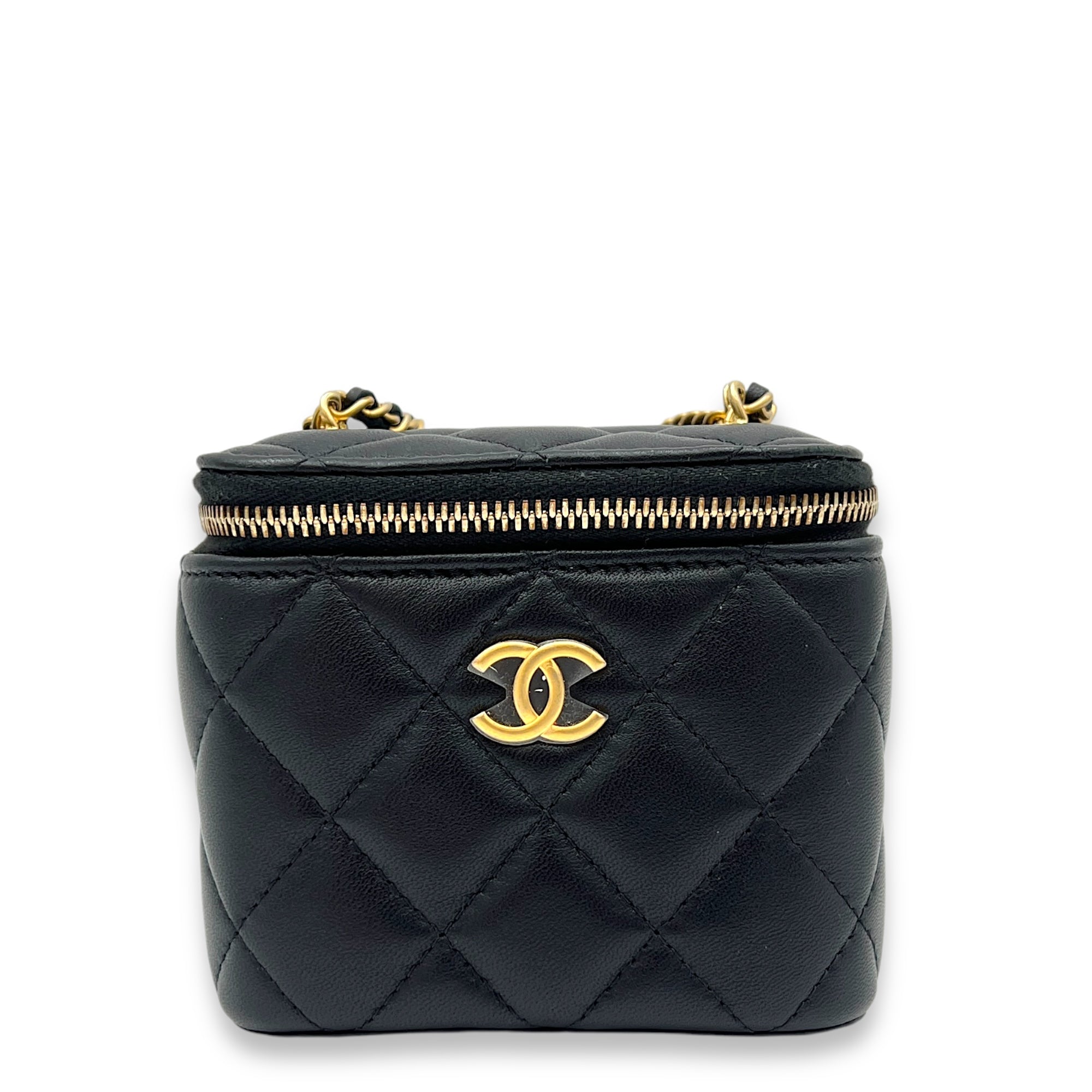 CC Vanity Bag Mini Black in Lambskin, Gold hardware