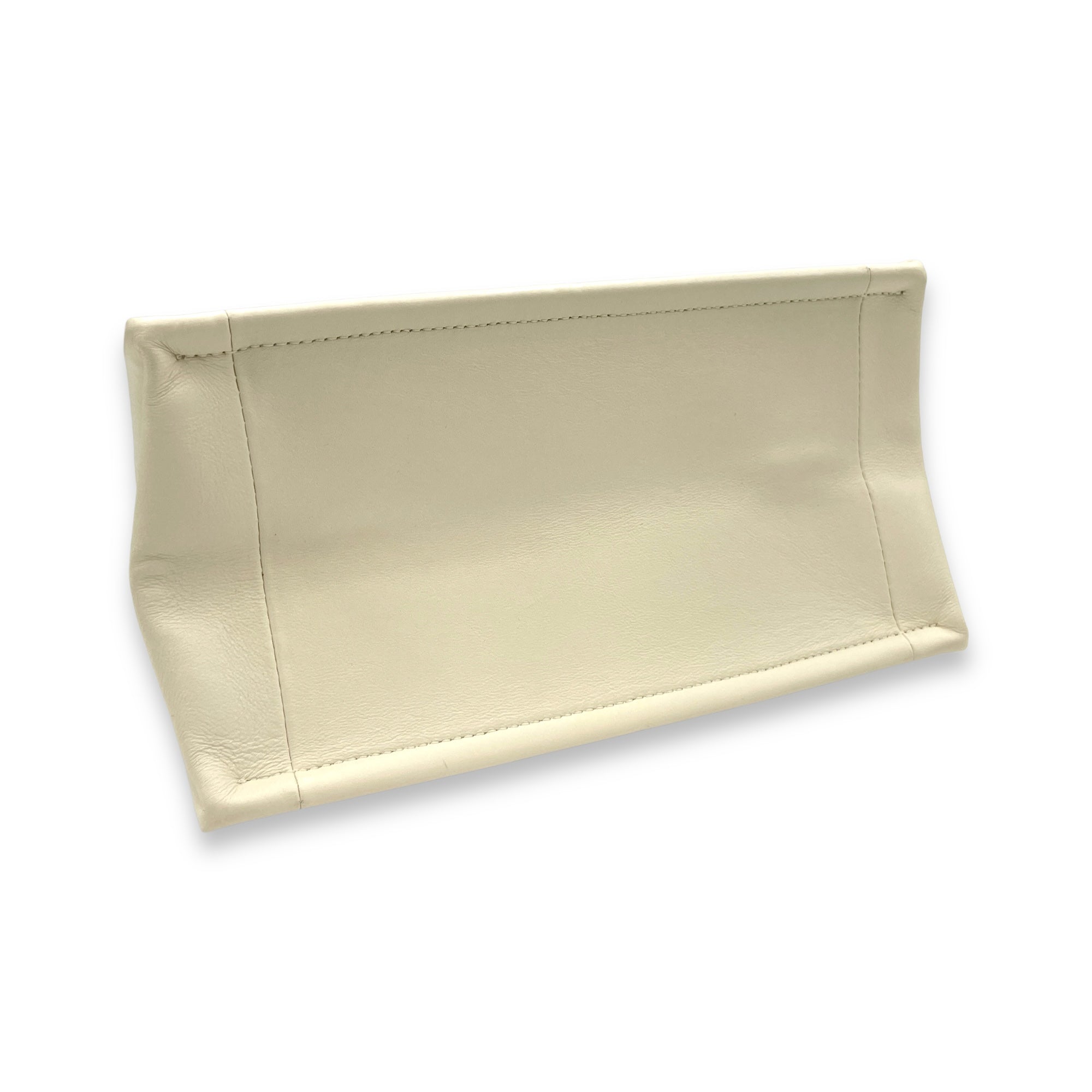 Essential White Top Handle Bag in Calfskin, Gold hardware