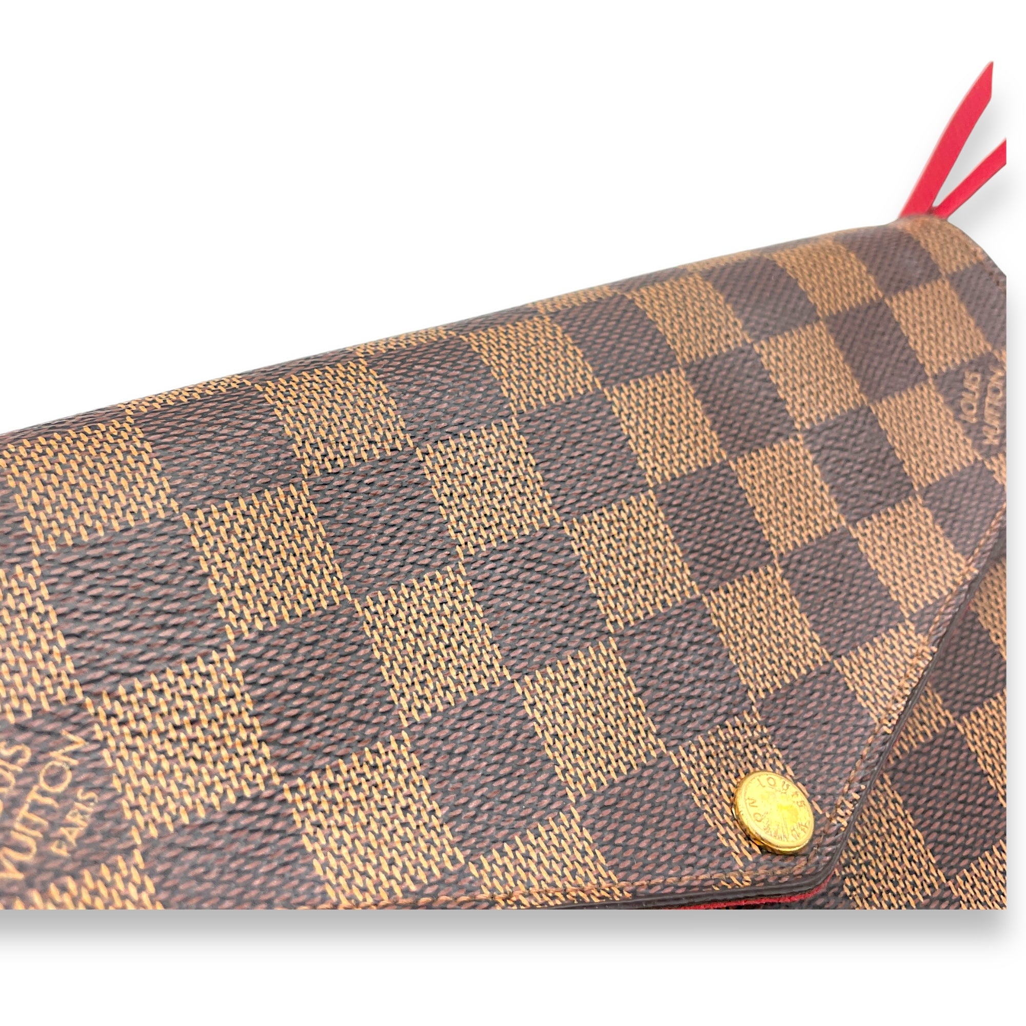 Felicie Wallet On Chain Brown in Coated Canvas, Gold hardware