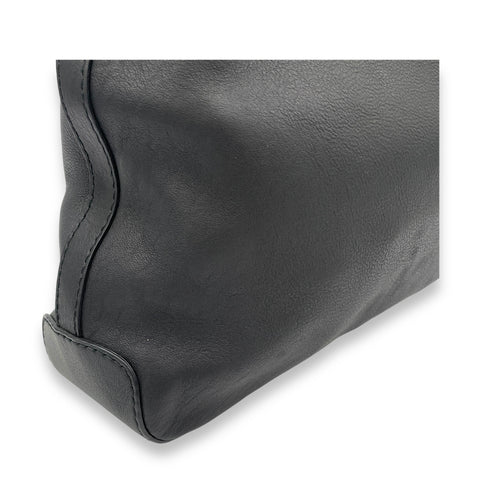 Hobo Top Handle Bag Black in Calfskin, Light Gold hardware