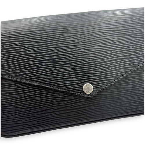 Felicie Black Wallet On Chain in Epi Leather, Silver hardware