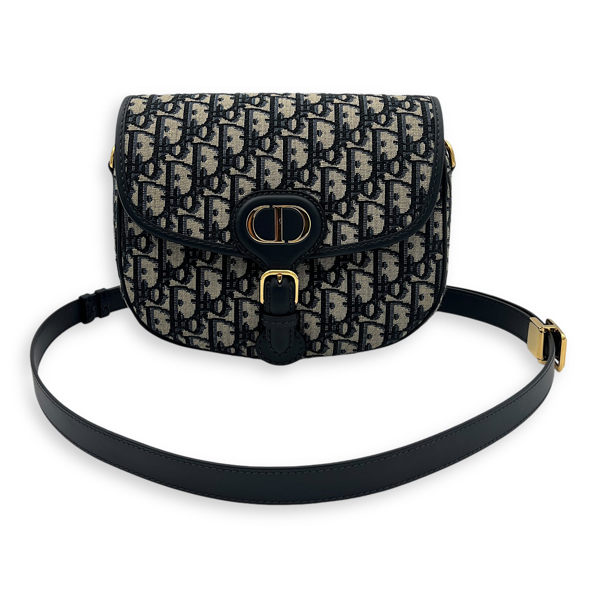 Bobby Crossbody Bag Blue in Jacquard, Gold hardware