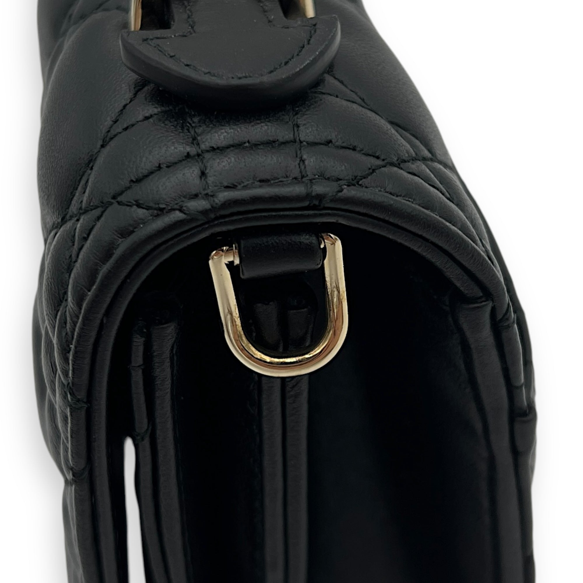 Miss Dior Black Top Handle Bag in Lambskin, Gold hardware